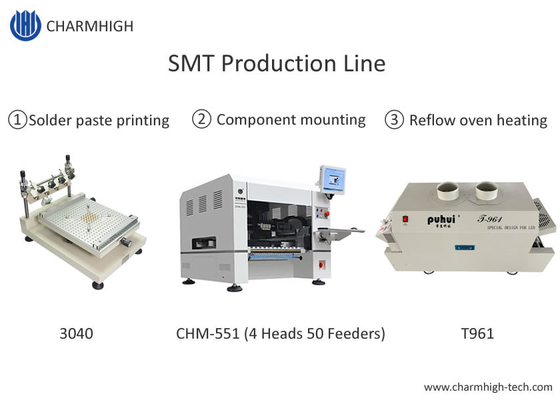 Dòng sản xuất SMT nhỏ độ chính xác cao 3040 Máy in stencil CHM-551 SMT Chip Mounter Reflow Oven T961