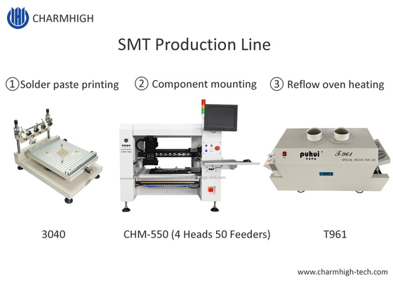 Dây chuyền sản xuất SMT 3040 Máy in Stencil, Giá gắn chip CHM-550 SMT, Lò nướng Reflow T961