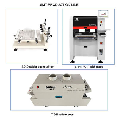 Đường SMT nhỏ chính xác cao với máy in 3040 CHM-551 Mounter T961 Oven