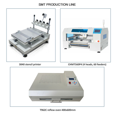 Đường dây sản xuất SMT nâng cao 4 đầu chọn và đặt máy CHMT560P4, 3040 Máy in, T962C lò tái chảy
