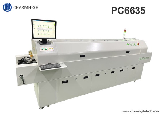 Đường sắt hoàn toàn tự động 6 vùng nhiệt không chì lò phản phồng 2200 * 350mm Máy sưởi điều khiển PC