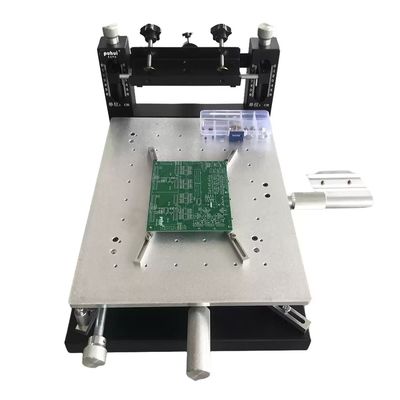 Máy in lưới SMT thủ công để bàn cho lắp ráp PCB hai mặt, in kem hàn 300×400mm