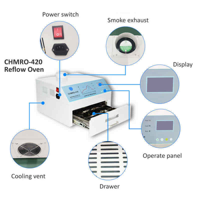 Không khí nóng + Hồng ngoại 2500w Lò nướng dòng chảy không chì Trạm sưởi CHMRO-420 SMD