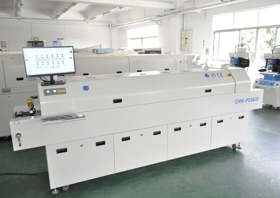 Lò nướng lại CHM-PC6635 không chì với điều khiển PC, 6 vùng nhiệt độ và diện tích gia nhiệt 2200*350mm cho hàn SMT