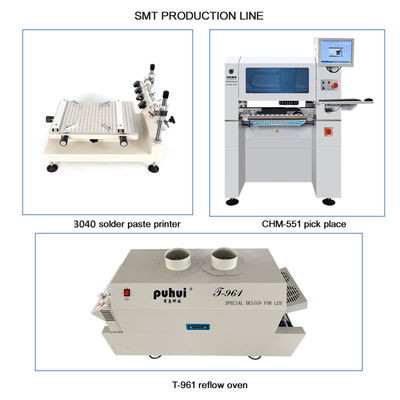 Dòng sản xuất SMT nhỏ độ chính xác cao 3040 Máy in stencil CHM-551 SMT Chip Mounter Reflow Oven T961